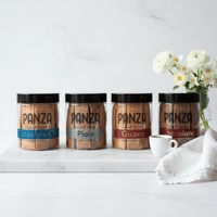 4 cookie jars of The Panza premium Gourmet Cookie Snack thin and crisp